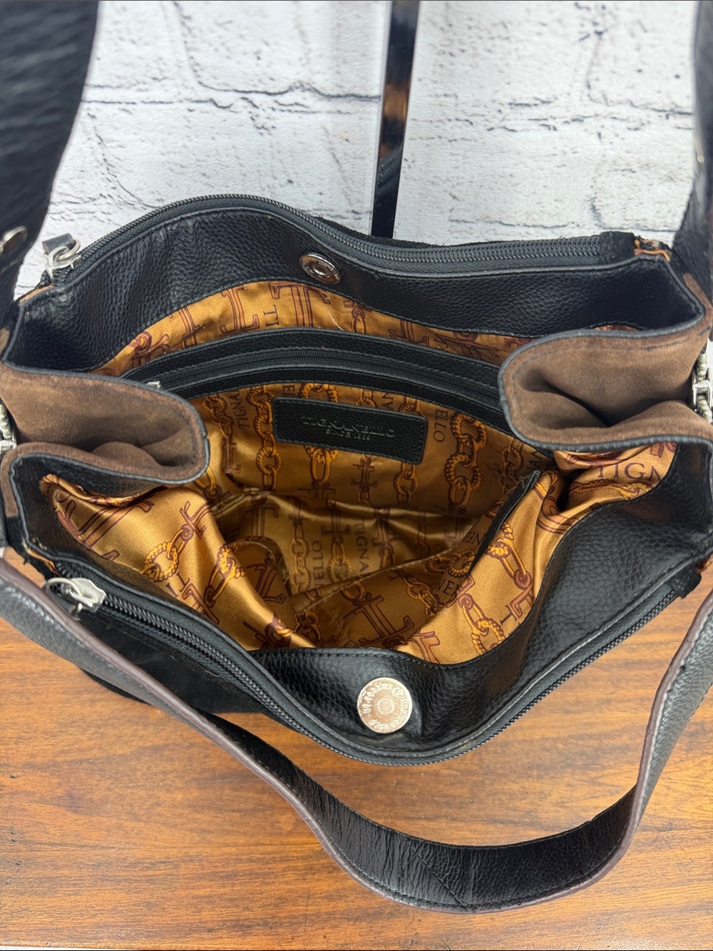 Tignanello Suede & Leather Large Hobo Shoulder Bag -- Black -- VGC - Picture 9 of 12